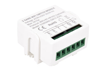 Cofan – Relé Inteligente WiFi de 2 Interruptores | Control Independiente de Luces | App Smart Life o Tuya | Compatible con Alexa y Google